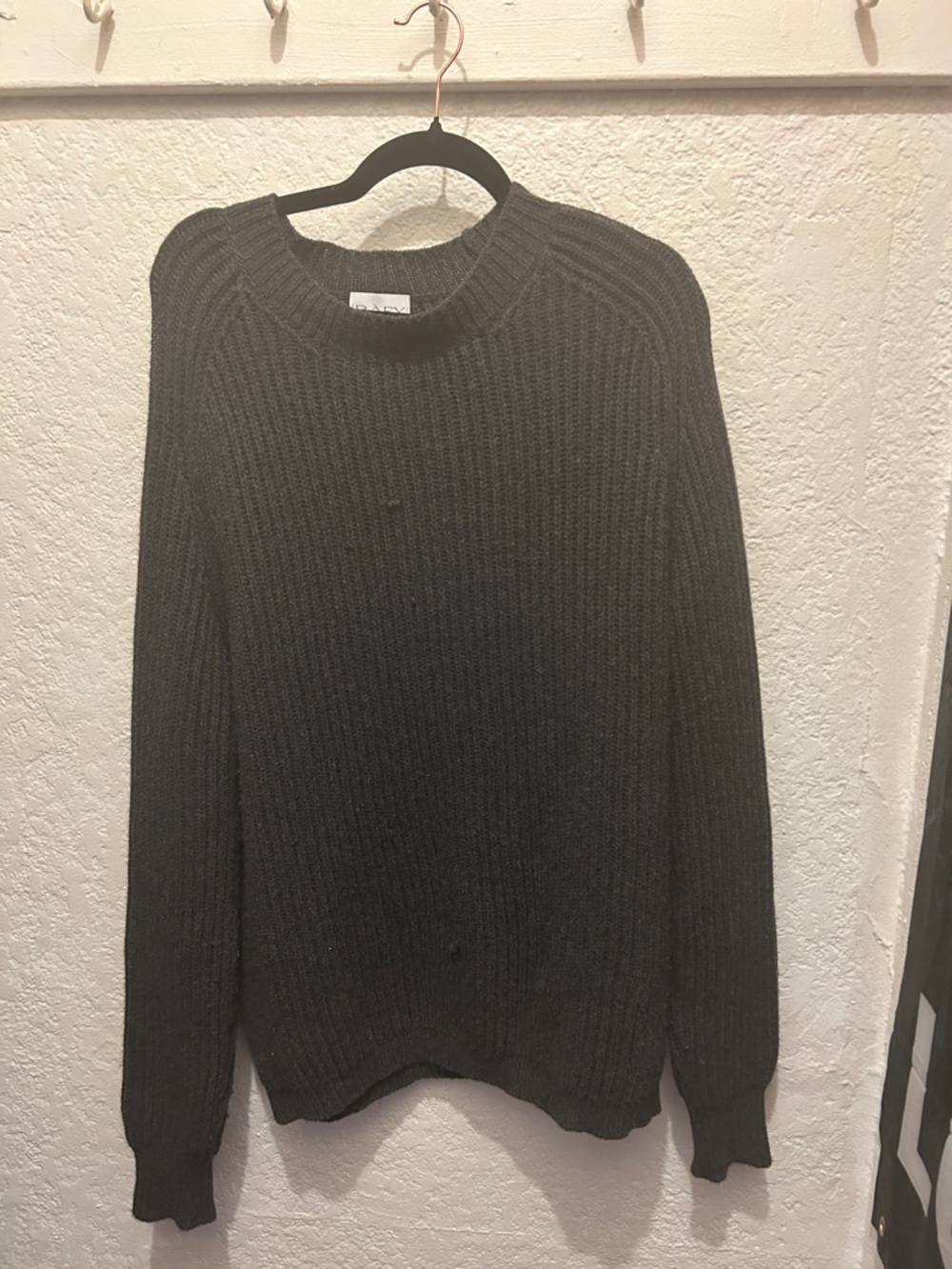 Dark Gray Ribbed Crewneck Sweater